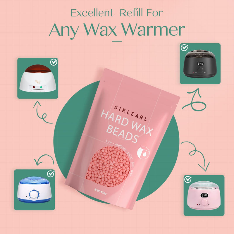 Hard Wax Beads, 1lb Wax Beans for Hair Removal Sensitive Skin with Rose Formula, Perfect for Full Body, Facial, Brazilian Bikini, and Legs at Home Wax Refill for Women Men (pink) A-Pink - BeesActive Australia
