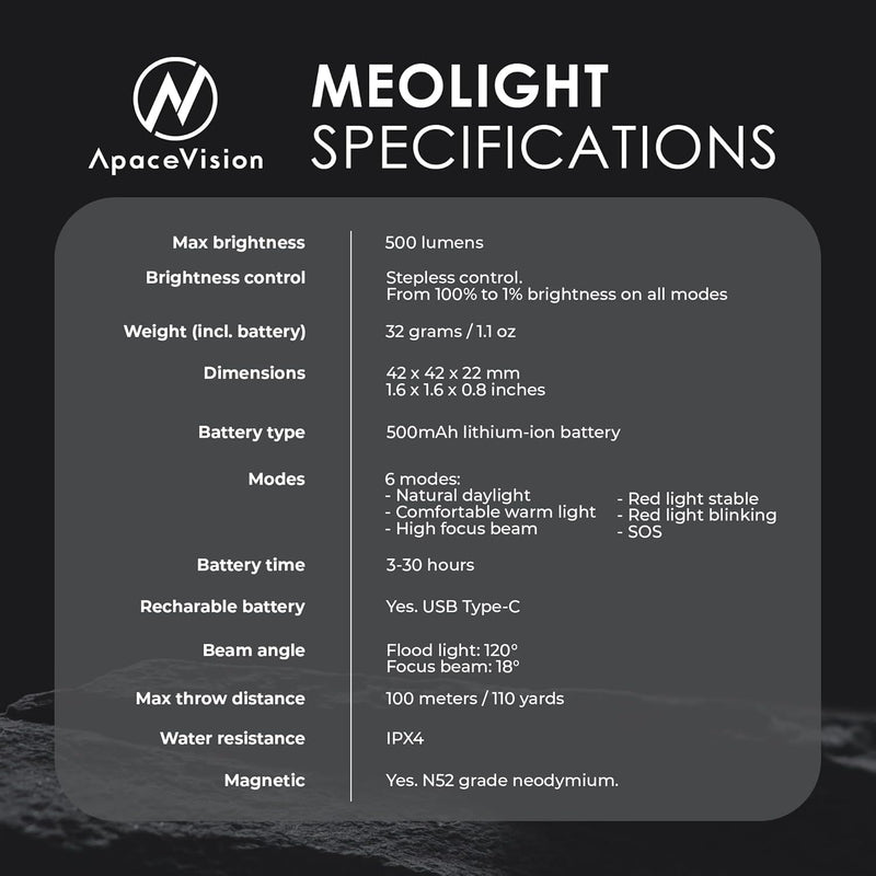 Apace Vision MEOLIGHT PRO 500 Lumen Light for Running, Dogs, Walking - Wearable Flashlight Chest LED Safety Light for Dog Collars, Bike Tail Lights, Hiking, Camping - Reflective Accessories