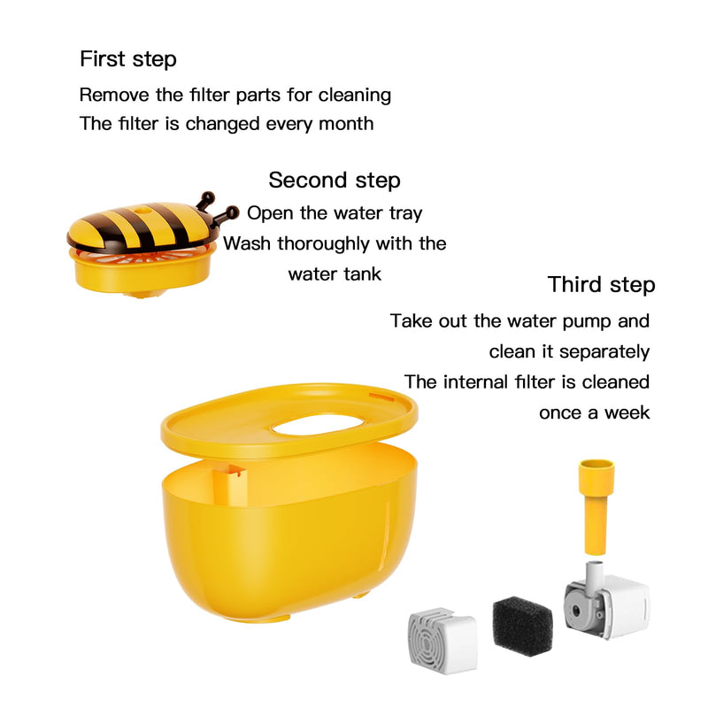 Cat water68oz/2L Cat Water Dispenser -Cat Pet Water Dispenser- Automatic Cat Water Dispenser Bowl -Cat Feeding and Drinking Supplies- Water Level Window-Ultra Quiet Water Dispenser(Yellow) Black HM-01 - BeesActive Australia