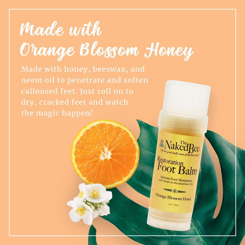 The Naked Bee Foot Balm for Restoration Heel (2 oz) Orange Blossom Honey Foot Balm - Intensive Repair & Cracked Heel Treatment - Deeply Moisturizing & Nourishing for Dry, Tired Feet 1 Ounce (Pack of 1) - BeesActive Australia