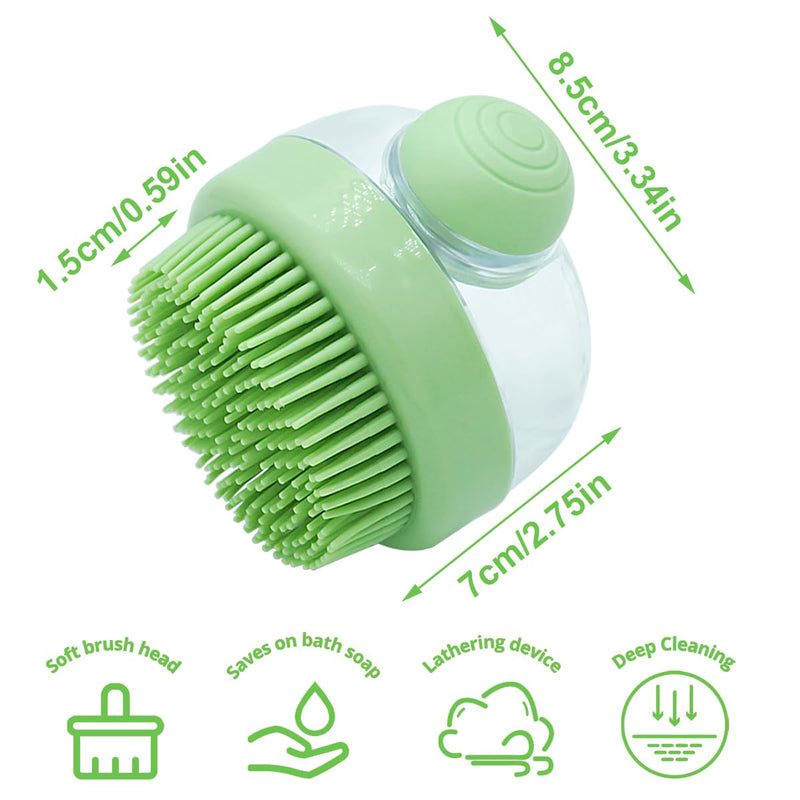 2 PCS Dog Bath Brush, Soft Silicone Dog Brush, Shampoo Bath Brush, Shampoo Dispensing Scrubber, Bathing and Massaging Brush for Short Long Haired Dogs Cats Shower(Pink&Green) Pink Green-2pcs - BeesActive Australia