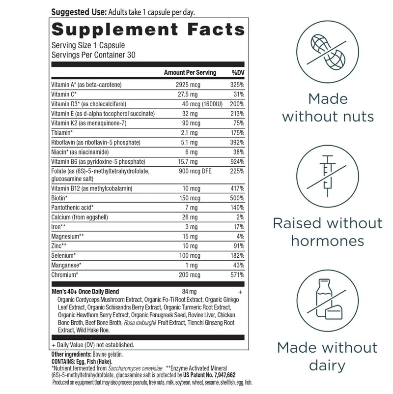Ancient Nutrition Methylated Multivitamin for Men 40+, Once Daily Men's Once Daily 30 Count