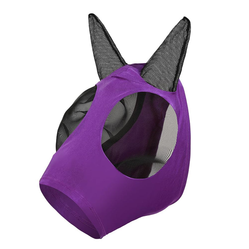 Adiwo Fly Mask Horse UV Protection, Super Comfort Stretchy Horse Fly Mask with Large Eye Space Elastic Horse Fly Mask with Ear Protection Fly Hood Horse Fly Mask Breathable Skin-Friendly Purple - BeesActive Australia