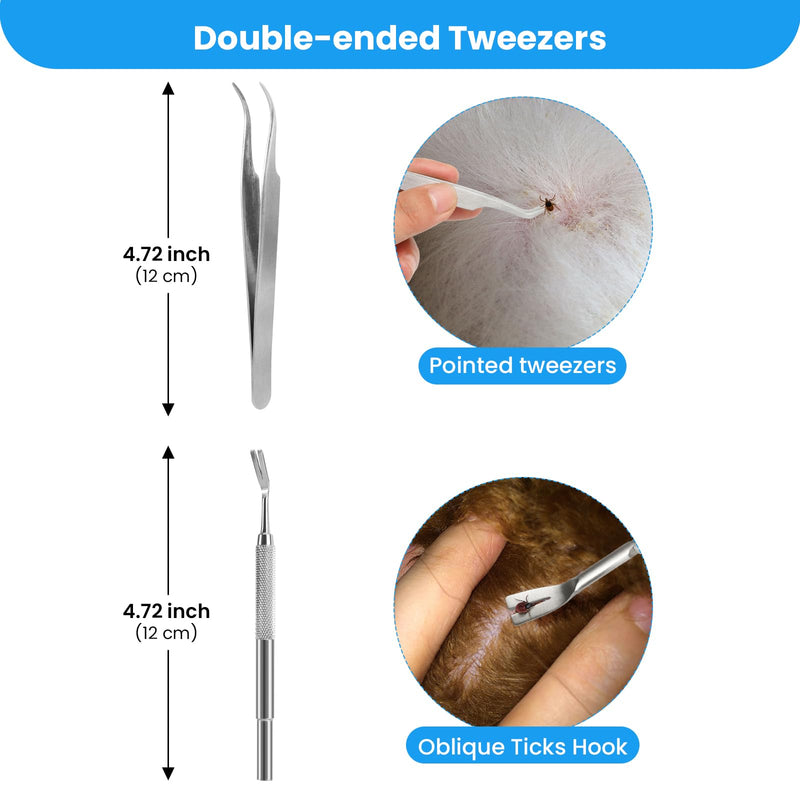 Tick remover set for dogs and cats, set of 3 tick levers, 1 tick hook, 1 tick tweezers, tick removal in seconds, safe tick protection for children and pets, dogs, cats and people, blue and green - BeesActive Australia