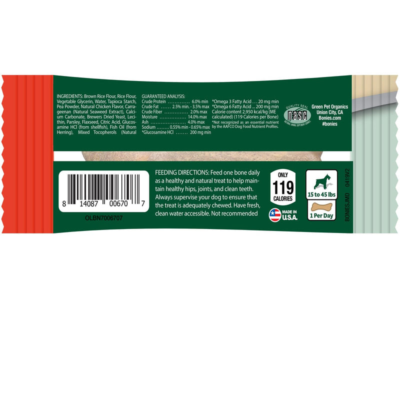 Bonies Natural Hip & Joint Formula Medium-Sized Single Bone, Glucosamine & Omega Fatty Acids, Fresh Breath, Clean Teeth, Low Calories, Chicken Flavor, 1 Bone - BeesActive Australia