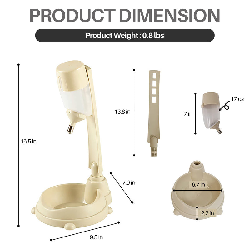 Standing Pet Water Dispenser and Food Bowl - Height Adjustable Dog Water Dispenser with Detachable Pole - Nonslip & Non-Spill Dog Water Bottle Dispenser - Dog Feeding Station (Gray) GRAY - BeesActive Australia