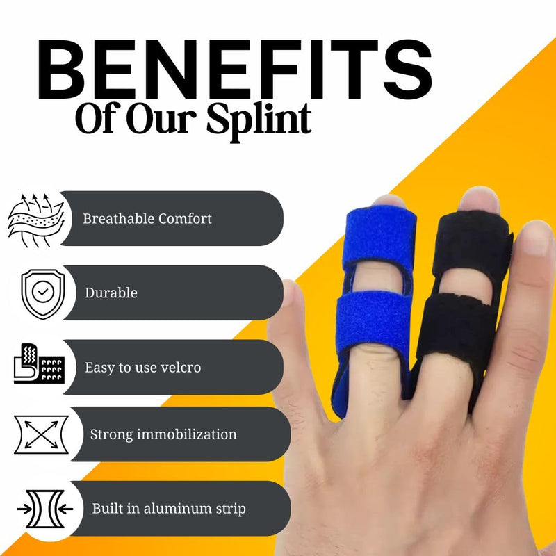Finger Splints – Comfortable, Adjustable, Reusable Finger Support for Everyday Use – 2 Count - BeesActive Australia