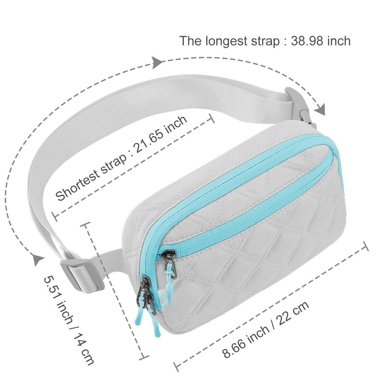 ZINZ Fanny Packs Waist Belt Bags for Travel and Daily Use, Crossbody Bum Hip Bag for Women and Men,Gray Blue Gray Blue