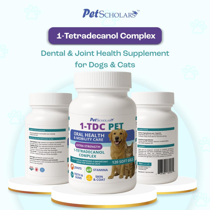 1TDC Dental & Joint Health Softgel Supplement for Dogs & Cats, Supports Oral Health, Stamina, Mobility, Muscle Strength & Recovery, Maintains Skin & Coat Health of Pets (120 Soft Gels) 120 Soft Gels