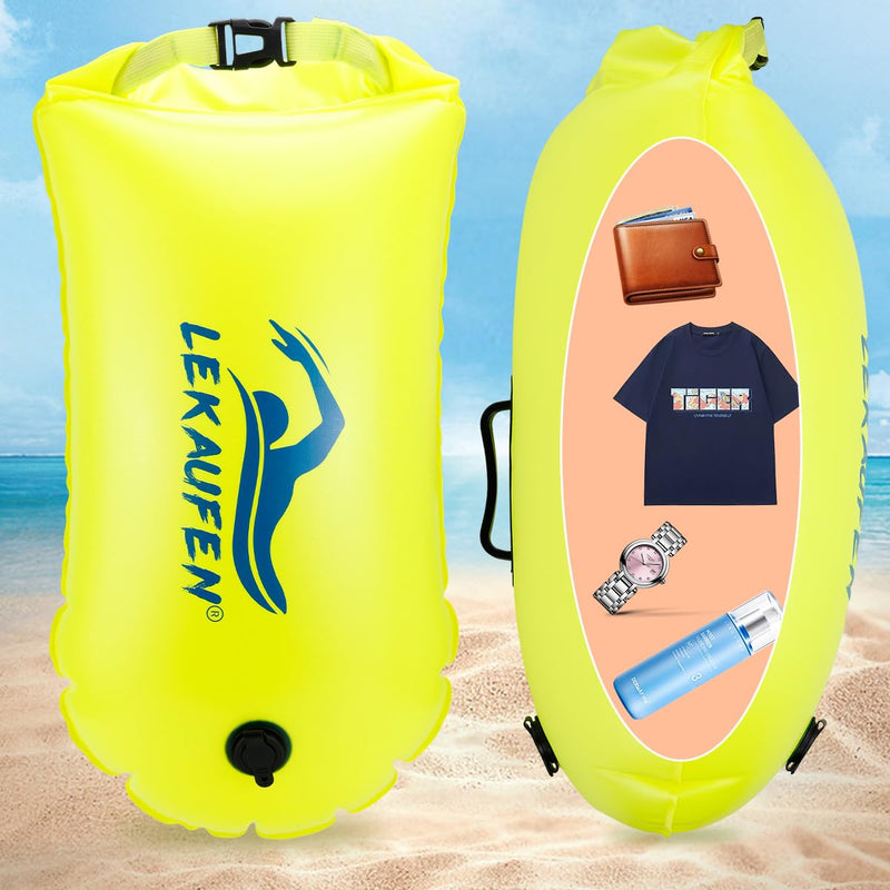 Swim Buoy for Open Water - Swim Safety Float Waterproof Dry Bag Swim Bubble for Swimmers and Triathletes, Swimming Buoy for Safer Swim Training, Snorkeling, Kayaking Yellow