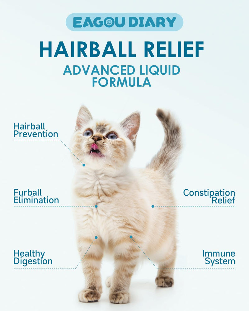 Hairball Remedy for Cats - Cat Hairball Treatment + L-Lysine for Cats, Cat Lysine Drops, Immune Support Supplement