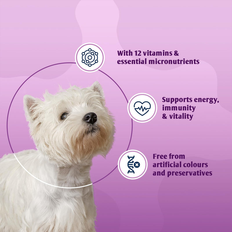 Small Breed Dog Multivitamins Nutritional Supplement - 12 multivitamins and essential minerals - 70 tablets - for active lifestyle and immunity