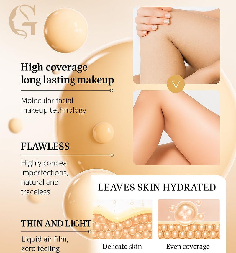 Leg Concealer & Extra Large Body Makeup Brush Set – Full Coverage Foundation Brush for Scars, Stretch Marks, Veins, Blemishes – Kabuki Brush for Flawless Tan & Leg Concealer Application - BeesActive Australia