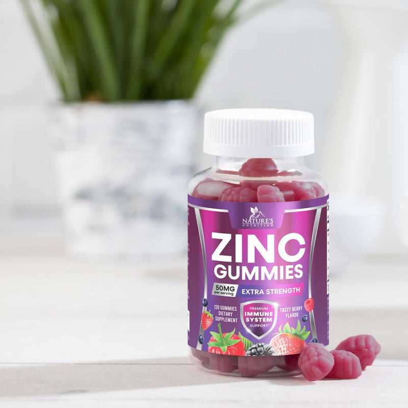 Zinc Gummies for Adults 50 mg - High Absorption Immune Health Support Gummy & Antioxidant Chewable Supplement, Zinc Vitamin for Men and Women, Vegan and Gluten Free, Mixed Berry Flavor - 120 Count 120 Count (Pack of 1) - BeesActive Australia