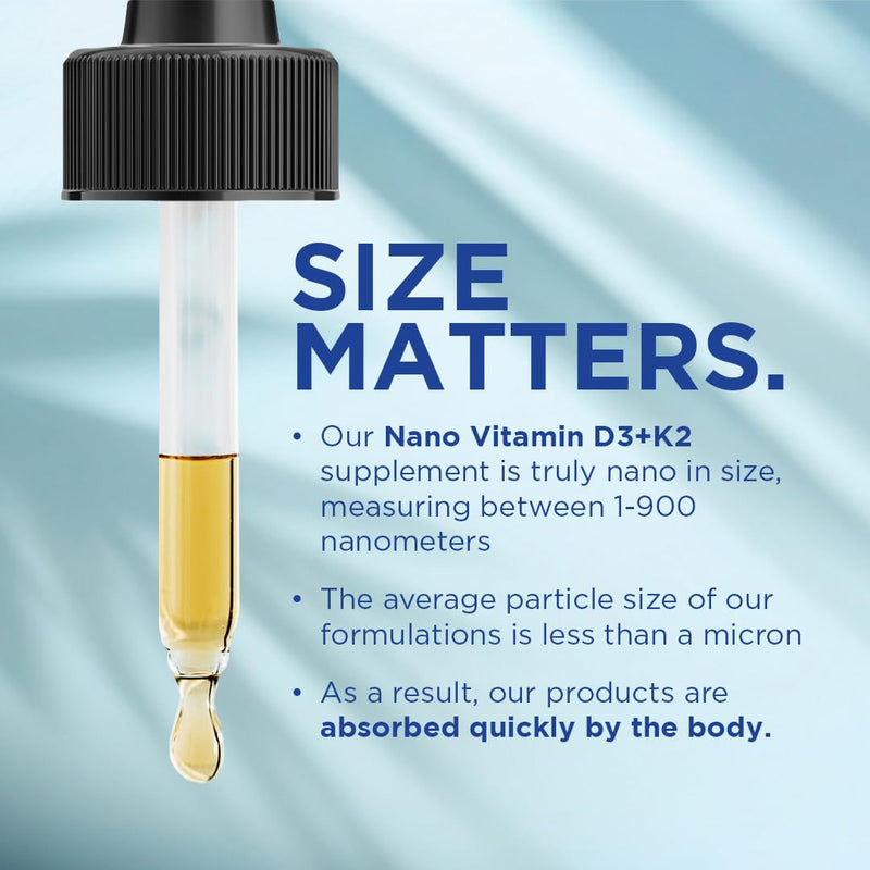 Nanoceutical Solutions Nano Vitamin D3+K2 Nanosized Liquid Particles | Rapid Absorption | 5000 IU Potent Formulation - 1Fl Oz | Non-GMO, Gluten Free | Supports Bone, Joint, Heart & Immune Health