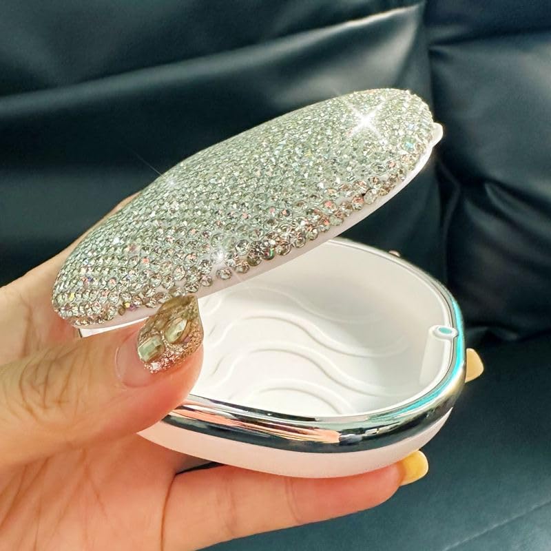 Retainer Case, Mouth Guard Case with Mirror Compatible with Invisalign, Night Guard Box Orthodontic Retainer Box Magnetic Denture Holder (White) White