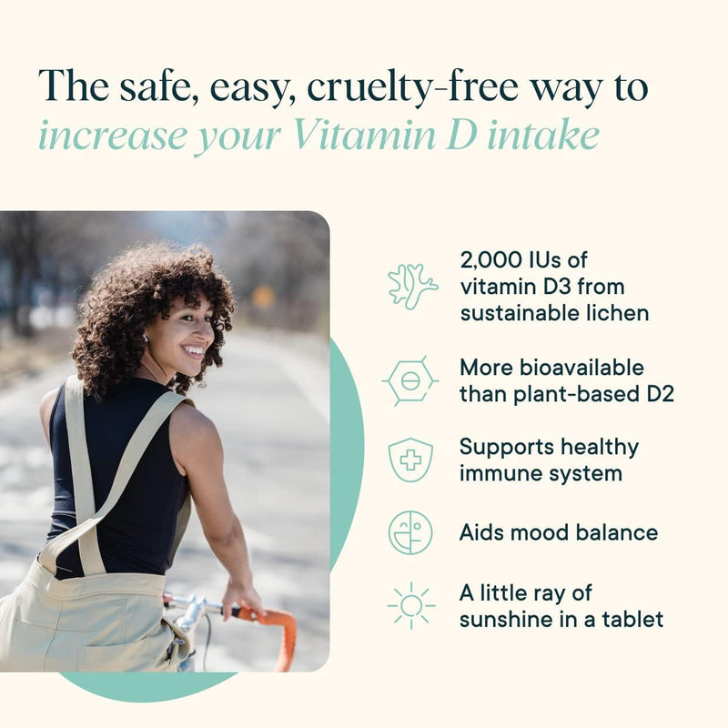 Ora Organic Vitamin D3 2000IU - Vegan Vitamin D Chewables from Lichen for Bone Health, Immune Support, & Mood | Maximum Absorption - 1 Month Supply, 30 Vegan Chewable Vanilla Tablets 30 Count (Pack of 1) Organic Tablets - 2000 IU