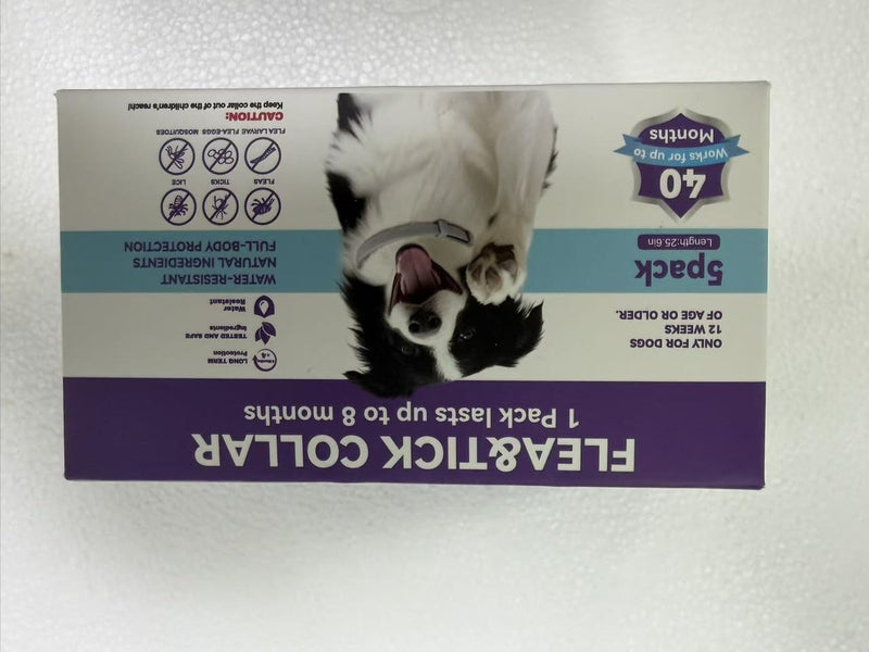 Wiiks&Wooks Flea and Tick Collar for Dogs, 5 Packs Flea Collar for Dogs for 40 Months Protection, Waterproof & Adjustable Flea and tick Prevention Collar for Small Medium Large Dogs & Puppies, Grey 5 Pack Flea Collars