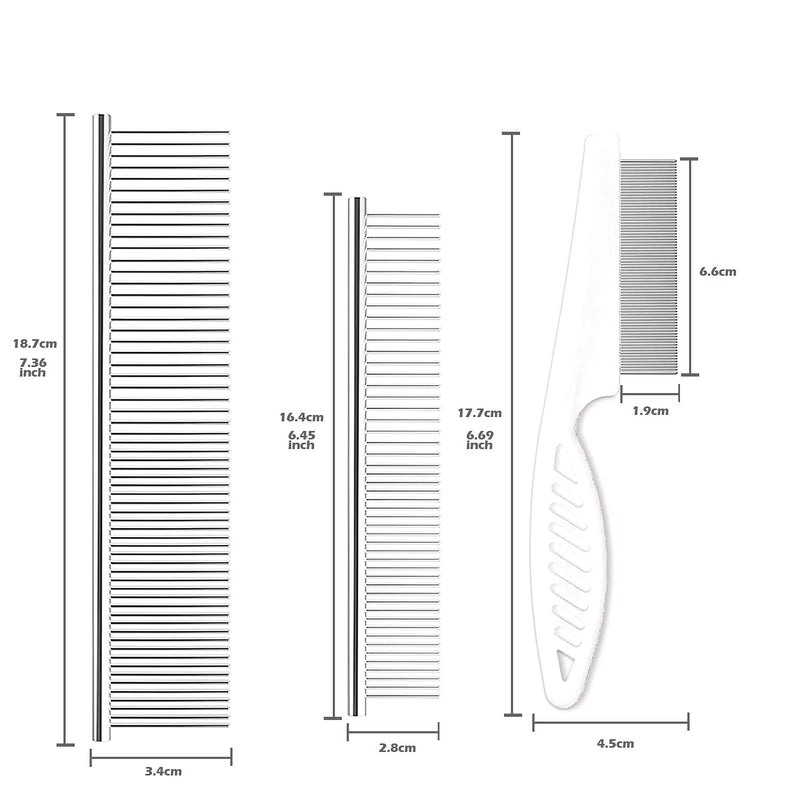 Dog Combs for Grooming, Metal Dog Comb and Flea Comb with Rounded Teeth for Removing Tangles and Knots for Long and Short Haired Dogs and Cats (stainless steel) stainless steel - BeesActive Australia