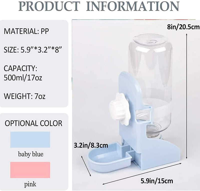 kathson 2PCS Rabbit Water Bottle, 17oz Hanging Water Fountain Automatic Dispenser No Leak WaterFeeder for Bunny Chinchilla Guinea Pig Hedgehog Ferret 500ml White(2PCS) - BeesActive Australia