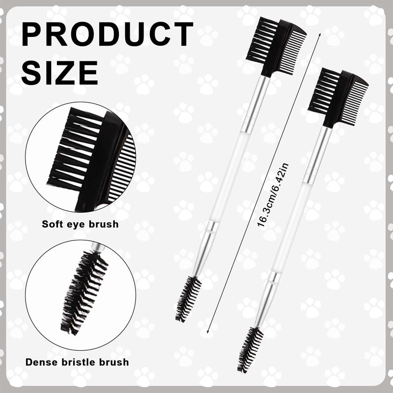 2pcs Double-Headed Dog Eye Comb, Soft Bristles Dog Eye Flea Cleaning Brush, Dog Eye Booger Tear Stain Gunk Remover Pet Facial Comb for Puppy Cat Grooming Tools (White) - BeesActive Australia