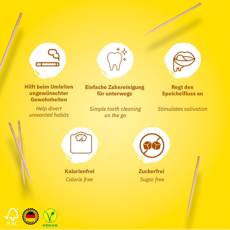 Wonder Toothpick - Flavoured toothpicks - Stop Nail Biting - Fresh Breath with Flavoured toothpicks - Teeth Cleaning to go - Sugar-Free, Vegan Pineapple - Ananas - BeesActive Australia