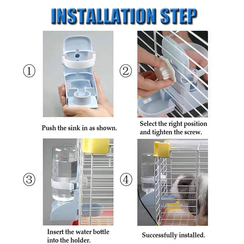 2Pcs 17oz Rabbit Water Feeder, Pet Cage Suspended Water Dispenser, Hanging Automatic Small Animal Water Bottle Bowl for Bunny Chinchilla Hedgehog Ferret Hamster White+White - BeesActive Australia