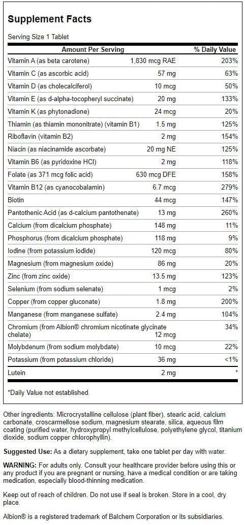 Swanson Geromulti Without Iron (Multivitamin for Seniors), 100 Tablets | Iron-Free Formulation Delivering Essential Vitamins and Minerals for Seniors with Plant-Based Ingredients