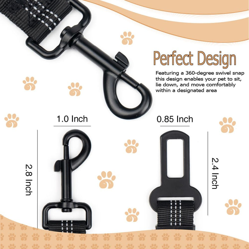 Reflective Bungee Dog Seatbelt Set of 2 with Hook, Adjustable Heavy Duty Elastic Pet Seat Belt for Vehicle, Durable Nylon Car Harness for Dogs, Pet Safety Travel - BeesActive Australia