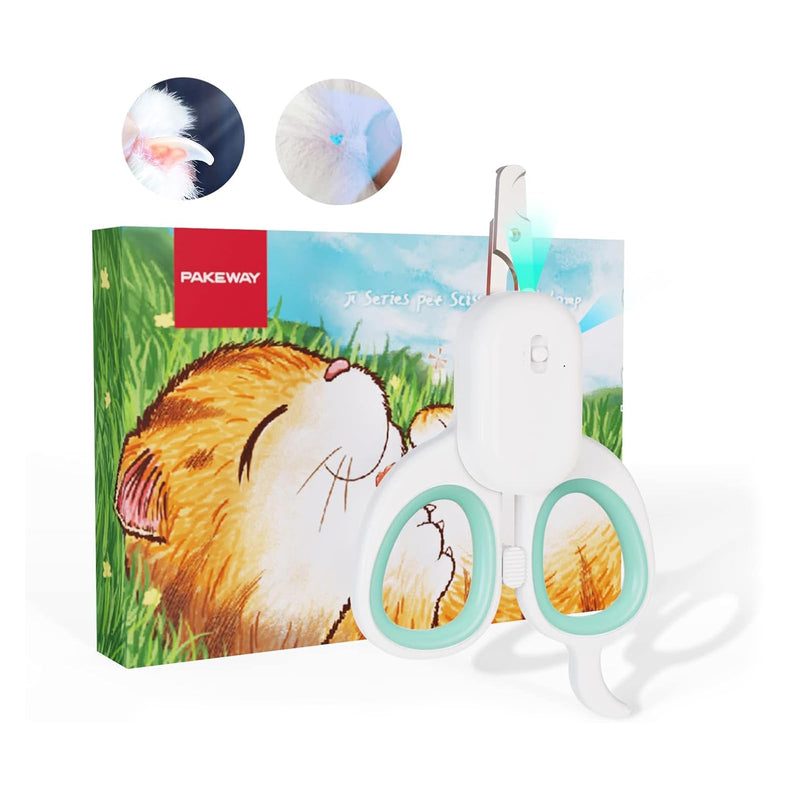 PAKEWAY Pet Nail Clipper with LED & -U-V Light, Cat Claw Trimmer with Ultra Bright LED Light for Nail Bloodline to Avoid Over Cutting, Sharp Angled Blade Grooming Tool for Dog Cat Rabbit Small Animals Suitable for Cats＆Dogs Green - BeesActive Australia
