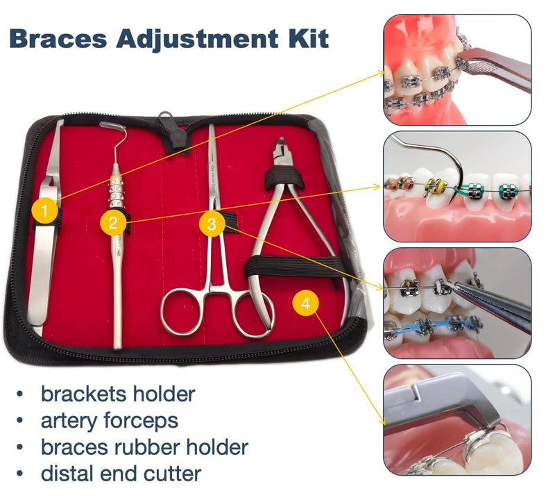 Dental Orthodontic Braces Removal and Color Changing Kit, 4 Pieces For Braces Ligature Ties Power Chain And Cutting Plier - BeesActive Australia