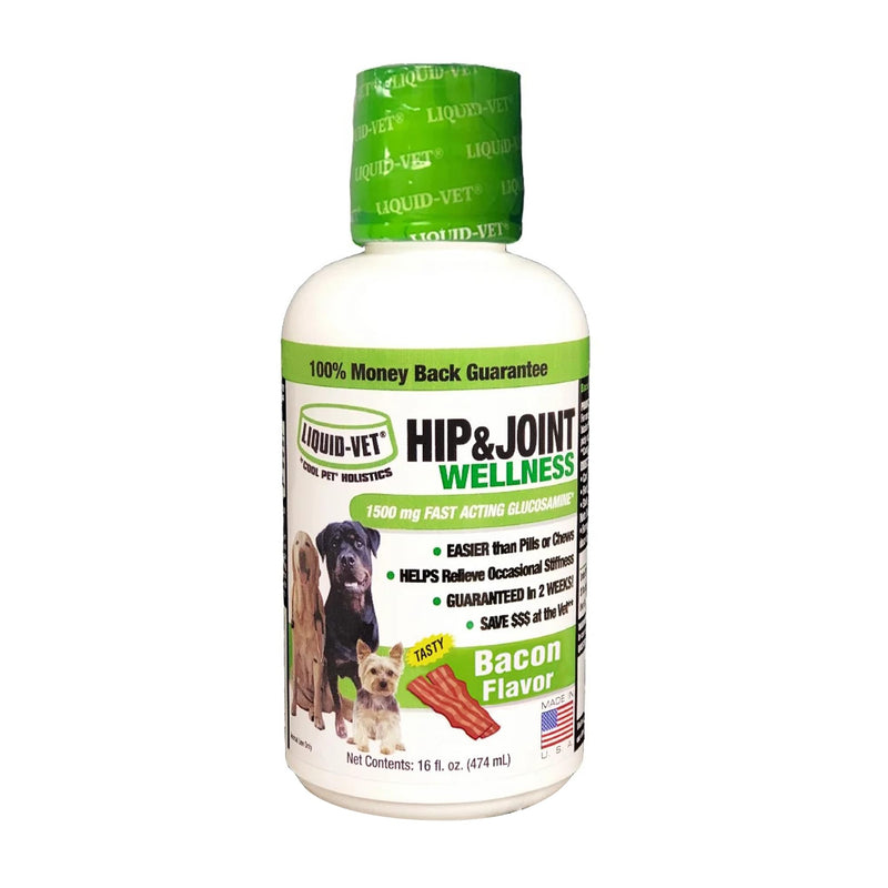 LIQUID-VET K9 Hip & Joint Formula, Bacon Flavor, 16oz Bacon - Wellness 16 oz