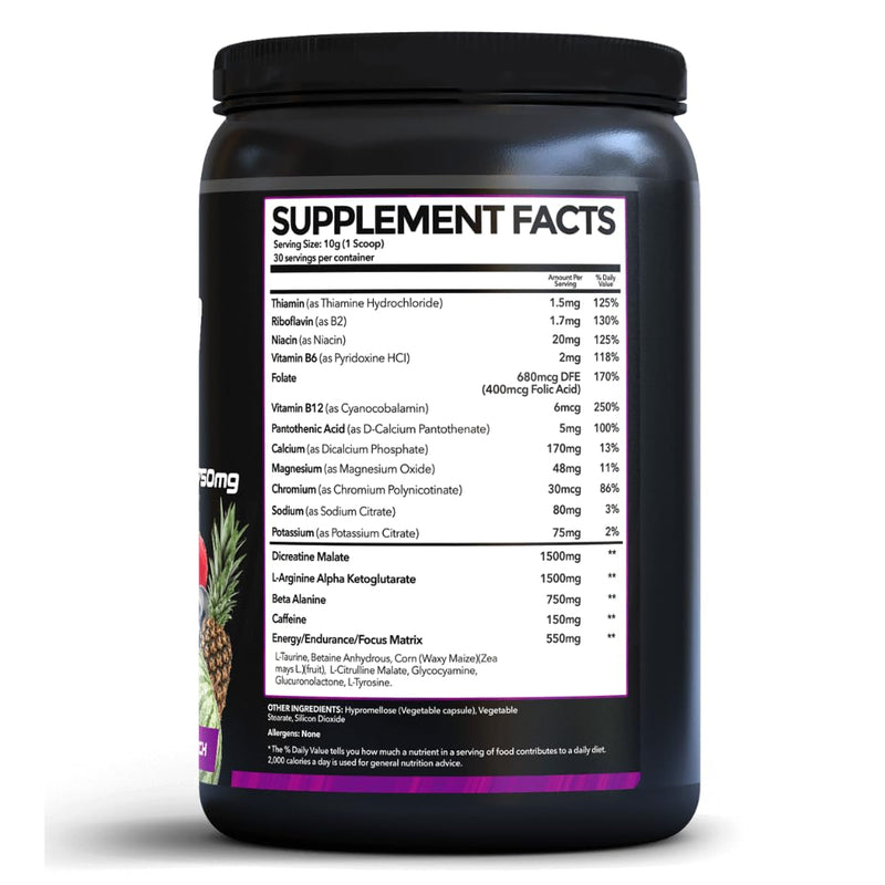 PrimeGENIX Nitric Pump Pre Workout Powder for Men & Women – 30 Servings Fruit Punch, No Bloating Formula with Dicreatine Malate, Arginine AKG, Beta-Alanine & B-Vitamins for Energy, Strength & Focus