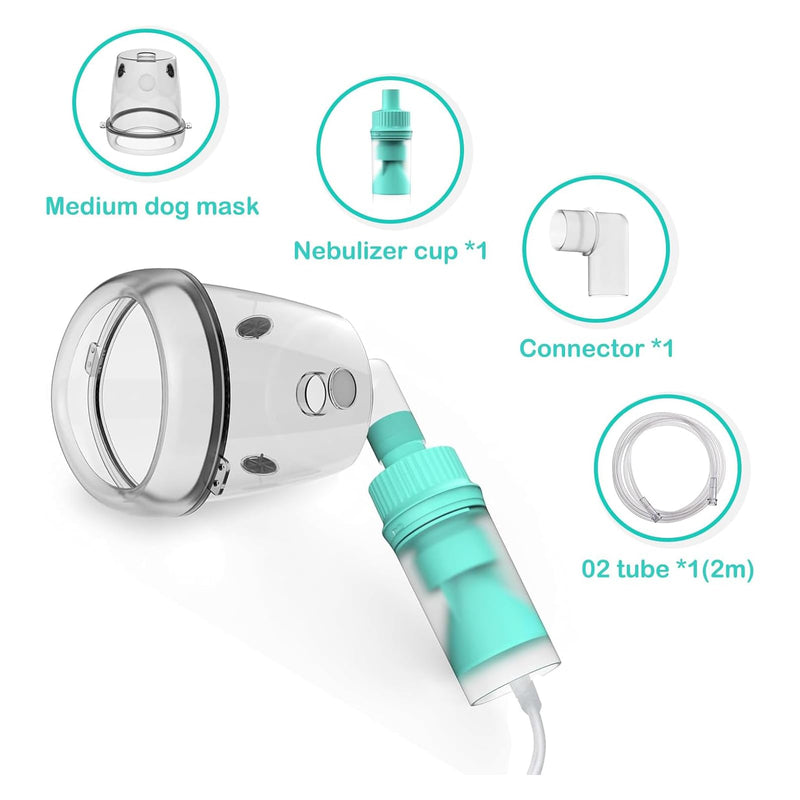 Dog Nebulizer Lying Cup and Inhaler Mask,White Pet Oxygen Mask, Suitable for Medium-Sized Dogs (Nebulizer Unit Not Included) M