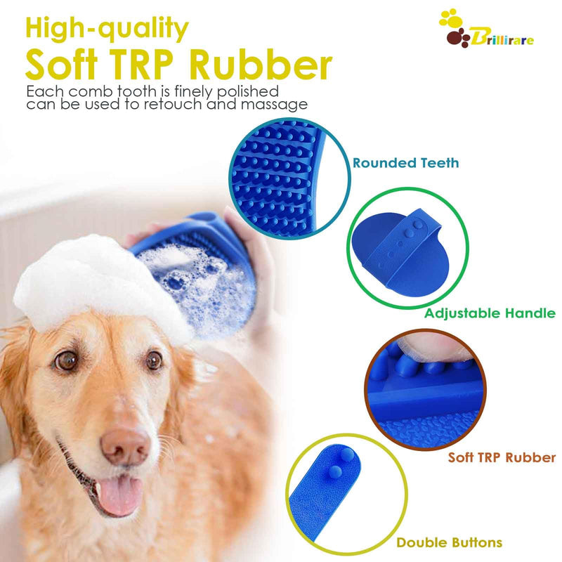 BRILLIRARE Pack of 2 bath brush rubber curry comb, high-quality soft silicone brush with adjustable handle for dogs, cats, pets, short hair and long hair with massage effect, shampoo scrubbing combs - BeesActive Australia