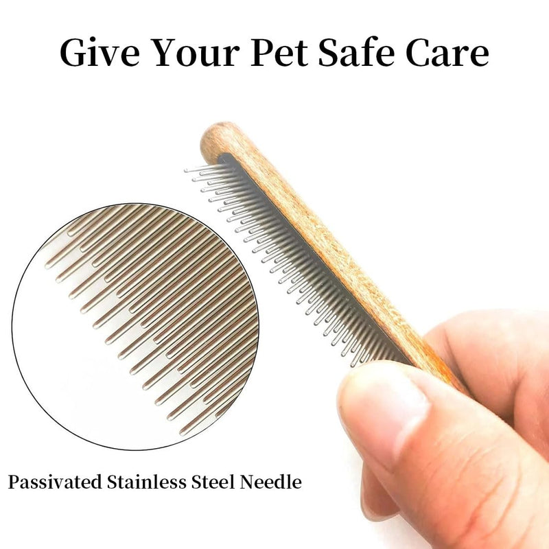 BZKSER cat comb - 2 pieces wooden cat comb, cat brush long hair short hair, stainless steel dog comb, flea comb for cats, suitable for all lengths, effectively removes tangles, mats and loose hair - BeesActive Australia