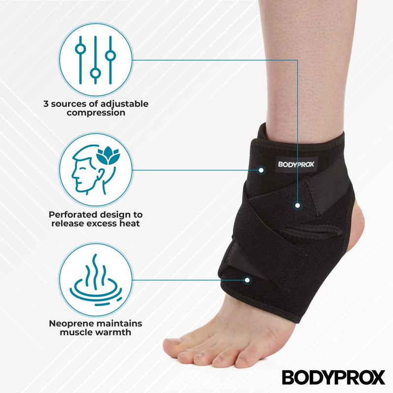 Bodyprox Ankle Support Brace, Breathable Neoprene Sleeve, Adjustable Wrap! (1 Pack) - BeesActive Australia