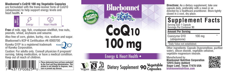 BlueBonnet Nutrition CoQ10 100 mg, Softgels | Nutritional Antioxidant Support for Women & Men; Non-GMO, Vegetarian, Gluten-Free Kaneka 90 Count (Pack of 1)