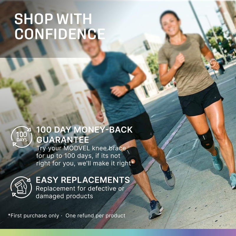 Modvel Knee Brace with Side Stabilizers & Patella Gel Pads for Pain Relief and Joint Support Breathable, Non-Slip Compression Sleeve for Men & Women, Arthritis, Meniscus, ACL Recovery XX-Large BLACK 1