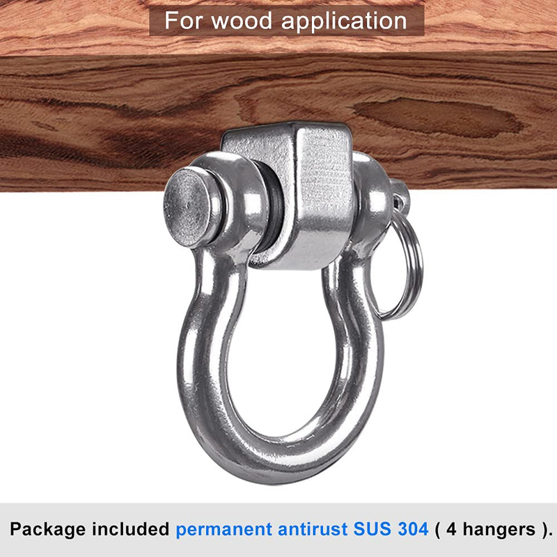 SELEWARE Heavy Duty 180° Swing Hangers, Stainless Steel Eye Screw Bracket, 1800 LB Capacity Playground Yoga Hammock Rope Tire Web Chair Sandbag Punching Bag Porch Swing Sets (6 Pack) U (5 Inch, 6 Pack) - BeesActive Australia