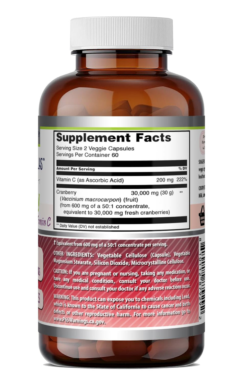 Amazing Formulas Cranberry 600 Mg 50:1 Concentrate with Vitamin C | 120 Veggie Capsules Supplement | Non-GMO | Gluten-Free | Made in USA 120 Count 120 Count (Pack of 1)