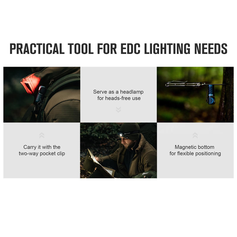 OLIGHT Perun 2 Mini Headlamp 1100 Lumens LED Head Flashlight, Rechargeable Headlight with Red Light Option, Great for Working, Camping(Midnight Blue Cool White) - BeesActive Australia