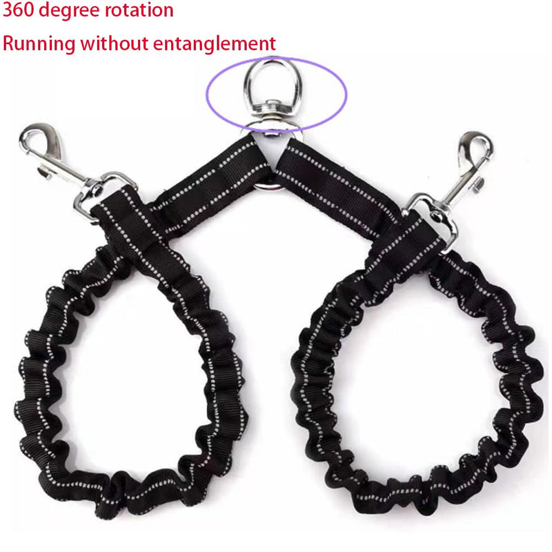 2 Dog Leash 360° Swivel No Tangle Double Dog Walking & Training Leash Comfortable Shock Absorbing Reflective Bungee for Small or Large Dogs - BeesActive Australia
