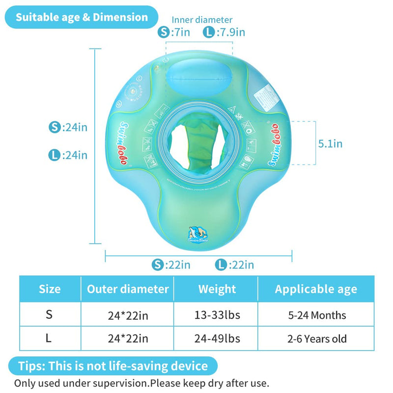 Swimbobo Baby Swimming Pool Float Inflatable Toddler Swim Pool Seat Floating Ring for Kids Aged 2-4 Years Old (Blue,Large) - BeesActive Australia