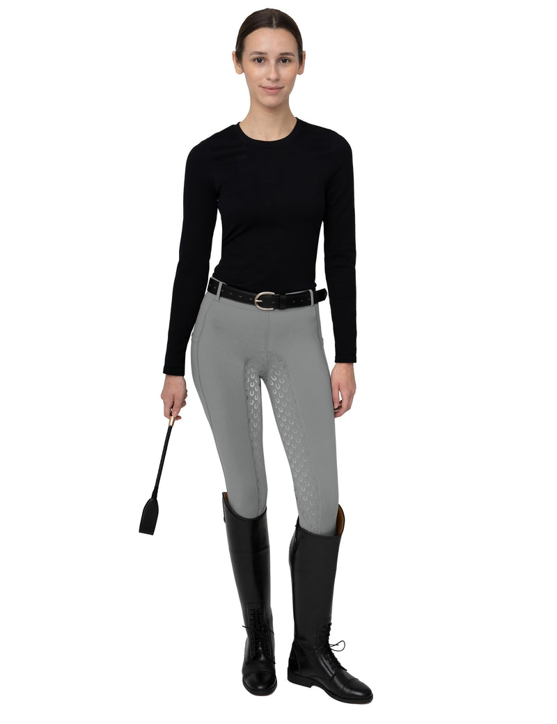 FitsT4 Sports Women's Full Seat Riding Tights Active Silicon Grip Horse Riding Tights Equestrian Breeches Large Grey - BeesActive Australia