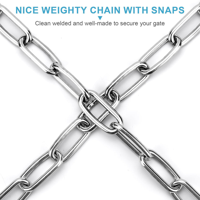 2 Pack Gate Chain Lock for Outdoor Fence with Carabiner, 5/32 x 24 Inch Stainless Steel Link Chains No Fear of being Bent, Easy to Adjust Barn Chain for Livestock Gate, Silver - BeesActive Australia