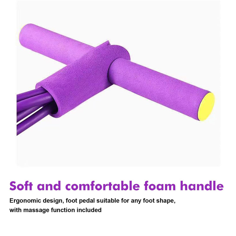 2PC 21 Fitness Resistance Bands-4 Tube Pedal Ankle Puller, Stirrup Puller for Exercise,2025 New Sit up Leg Stretch Rope Exercise Bands with Handles for Women Men Black+Purple