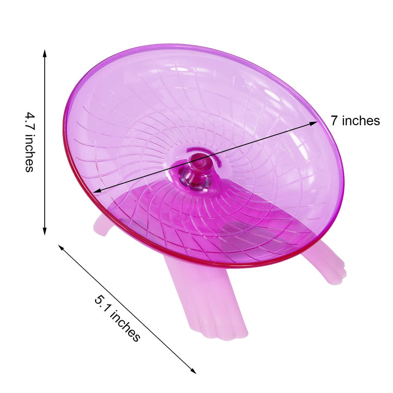 Hamster Flying Saucer Silent Running Exercise Wheel for Gerbil Rat Mouse Hedgehog Small Animals (Pink) Pink - BeesActive Australia