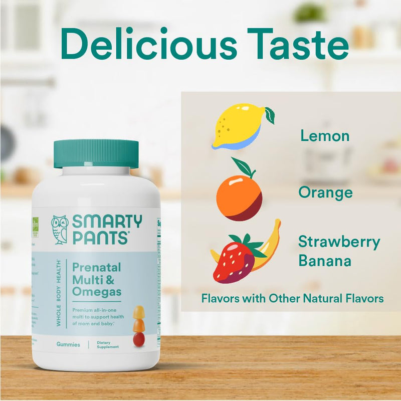 SmartyPants Prenatal Vitamins for Women, Multivitamin Gummies: Omega 3 Fish Oil (EPA/DHA), Biotin, Methylfolate, Vitamin D3, C, Vitamin B12, B6, A, K & Zinc, Inositol, 80 Count (20 Day Supply) 20 servings, 80 Count Discontinued - 20 Day Supply
