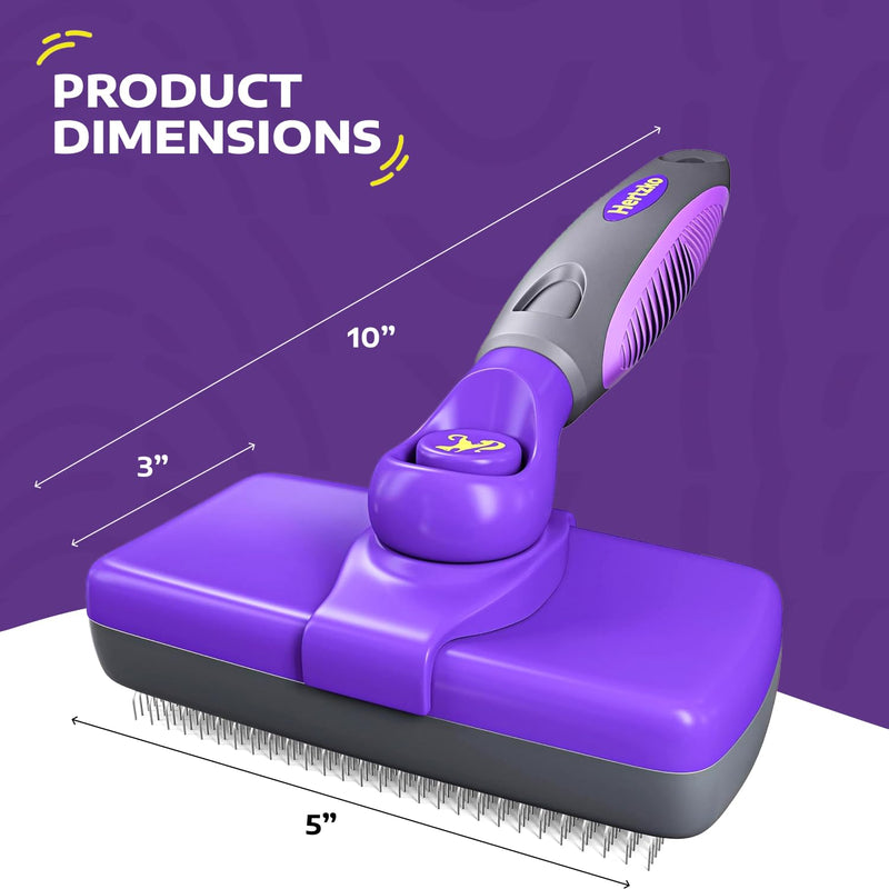 Hertzko Self Cleaning Slicker Brush for Dogs and Cats - Pet Hair Brush for Shedding Long and Short Hair - Grooming Brush with Easy Clean Retractable Bristles - Cat and Dog Grooming Tool - Purple - BeesActive Australia